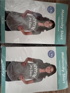 NWT set of 2 maternity shirts sz L/XL “napping for two” brand new